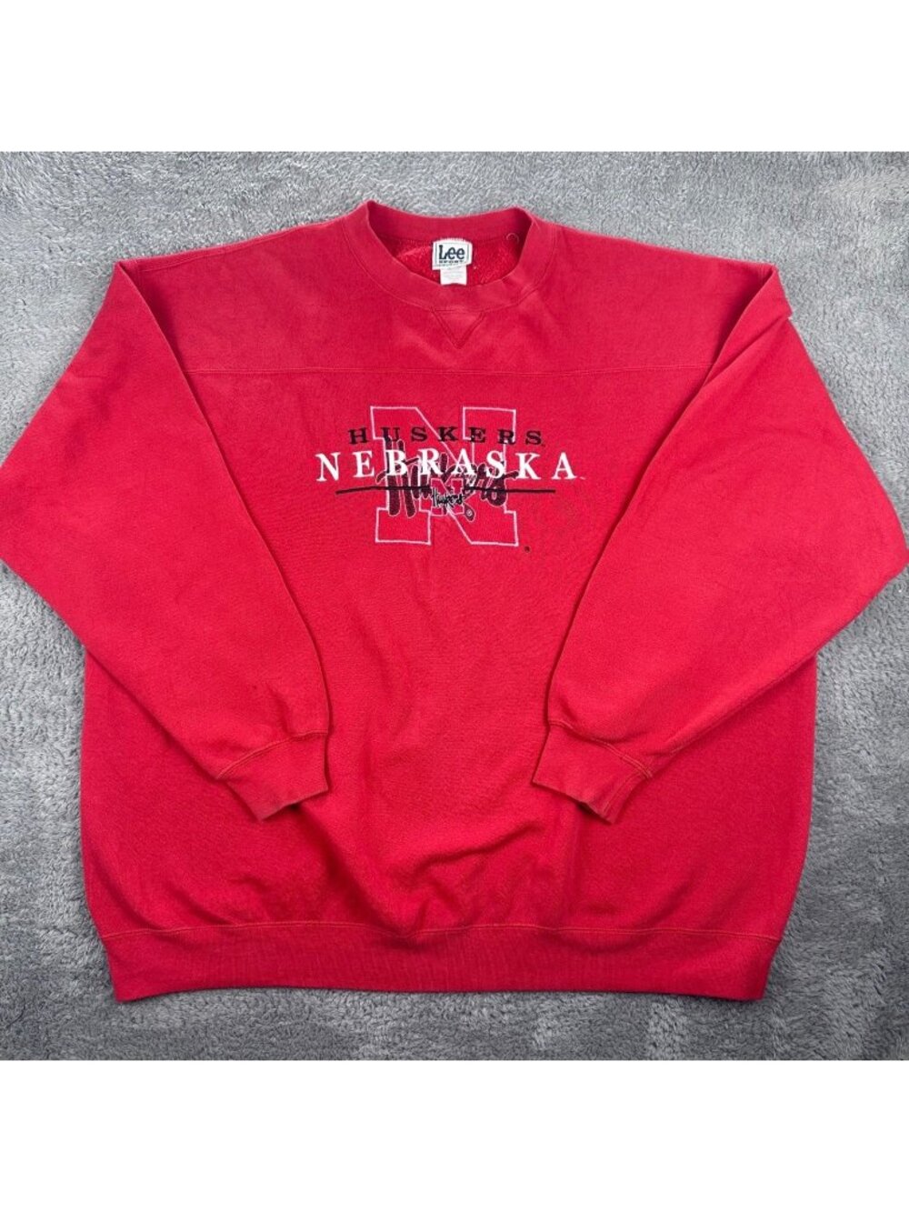 Lee Sport Sweatshirt Mens XXL Red Nebraska Huskers Embroidered Vintage Crewneck